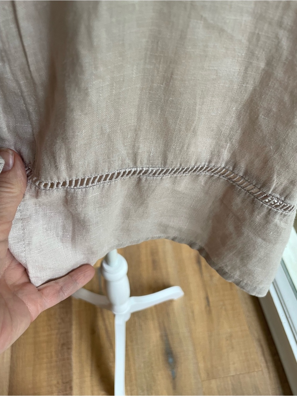 Light Beige Button-Front Linen Tunic Shirt/Jacket Top M/L - Picture 6 of 9